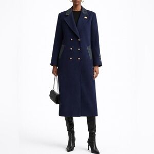 VINTAGE - Wool Trench Coat | Classic Navy Double-Breasted